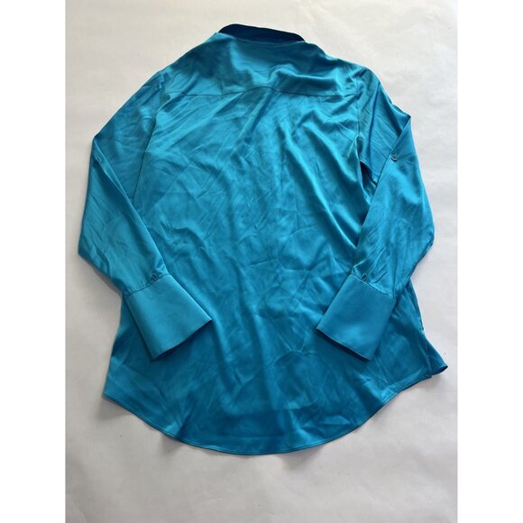 SER.O.YA Karry Silk Shirt in Turquoise - Picture 3 of 4
